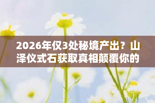 2026年仅3处秘境产出？山泽仪式石获取真相颠覆你的想象！