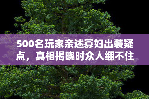 500名玩家亲述寡妇出装疑点,真相揭晓时众人绷不住了! 500名玩家亲述寡妇出装疑点,真相揭晓时众人绷不住了!