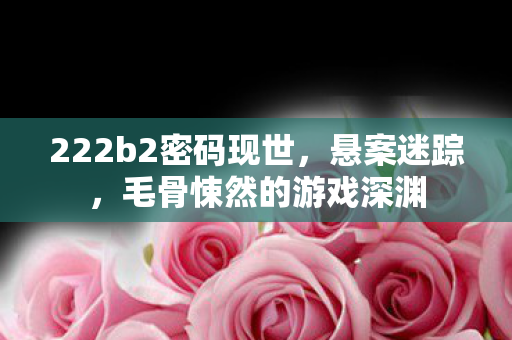 222b2密码现世,悬案迷踪,毛骨悚然的游戏深渊 222b2密码现世,悬案迷踪,毛骨悚然的游戏深渊