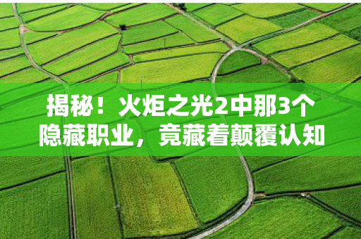 揭秘！火炬之光2中那3个隐藏职业，竟藏着颠覆认知的秘密？