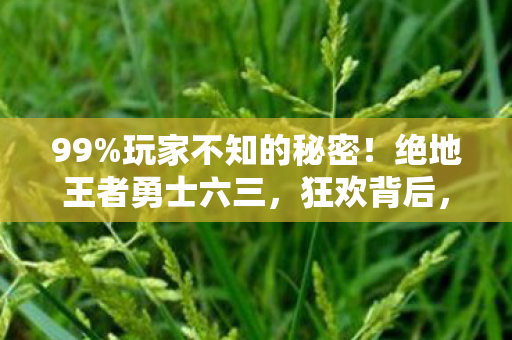 99%玩家不知的秘密!绝地王者勇士六三,狂欢背后,谁在透支灵魂? 99%玩家不知的秘密!绝地王者勇士六三,狂欢背后,谁在透支灵魂?