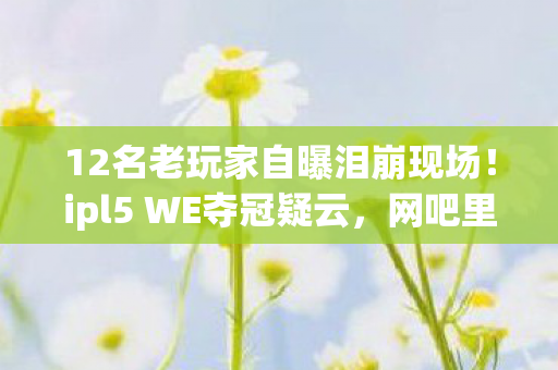 12名老玩家自曝泪崩现场!ipl5 WE夺冠疑云,网吧里谁绷不住了? 12名老玩家自曝泪崩现场!ipl5 WE夺冠疑云,网吧里谁绷不住了?
