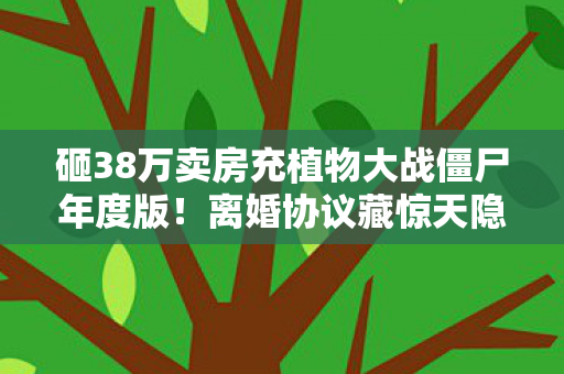 砸38万卖房充植物大战僵尸年度版!离婚协议藏惊天隐情,吓到腿软! 砸38万卖房充植物大战僵尸年度版!离婚协议藏惊天隐情,吓到腿软!