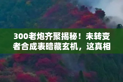 300老炮齐聚揭秘!未转变者合成表暗藏玄机,这真相我绷不住了! 300老炮齐聚揭秘!未转变者合成表暗藏玄机,这真相我绷不住了!