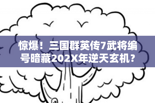 惊爆!三国群英传7武将编号暗藏202X年逆天玄机? 惊爆!三国群英传7武将编号暗藏202X年逆天玄机?