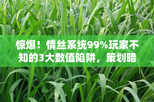 惊爆！情丝系统99%玩家不知的3大数值陷阱，策划暗改实锤！