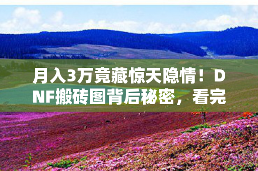 月入3万竟藏惊天隐情！DNF搬砖图背后秘密，看完真让人吓一跳！