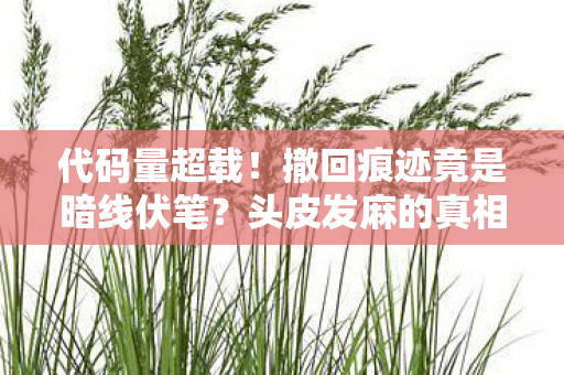 代码量超载!撤回痕迹竟是暗线伏笔?头皮发麻的真相藏在2027年 代码量超载!撤回痕迹竟是暗线伏笔?头皮发麻的真相藏在2027年