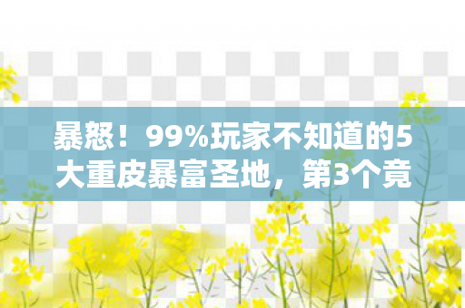 暴怒!99%玩家不知道的5大重皮暴富圣地,第3个竟能日入万金? 暴怒!99%玩家不知道的5大重皮暴富圣地,第3个竟能日入万金?