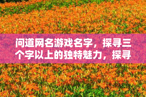 问道网名游戏名字,探寻三个字以上的独特魅力,探寻三个字以上游戏网名的独特魅力 问道网名游戏名字,探寻三个字以上的独特魅力,探寻三个字以上游戏网名的独特魅力