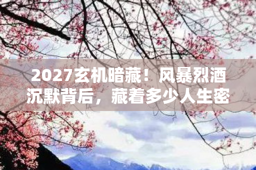2027玄机暗藏!风暴烈酒沉默背后,藏着多少人生密码? 2027玄机暗藏!风暴烈酒沉默背后,藏着多少人生密码?