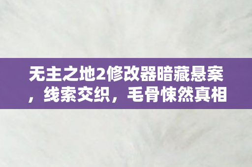 无主之地2修改器暗藏悬案,线索交织,毛骨悚然真相待揭! 无主之地2修改器暗藏悬案,线索交织,毛骨悚然真相待揭!