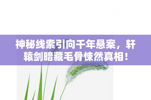 神秘线索引向千年悬案,轩辕剑暗藏毛骨悚然真相! 神秘线索引向千年悬案,轩辕剑暗藏毛骨悚然真相!
