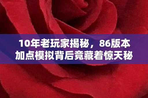 10年老玩家揭秘,86版本加点模拟背后竟藏着惊天秘密? 10年老玩家揭秘,86版本加点模拟背后竟藏着惊天秘密?