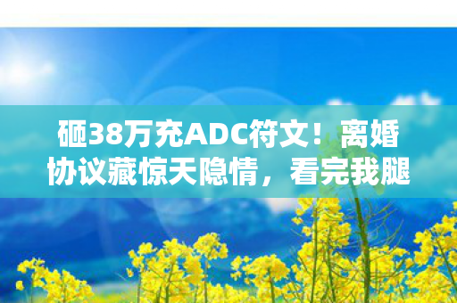砸38万充ADC符文!离婚协议藏惊天隐情,看完我腿软了! 砸38万充ADC符文!离婚协议藏惊天隐情,看完我腿软了!
