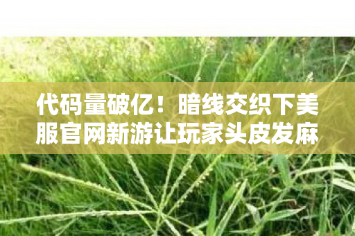 代码量破亿!暗线交织下美服官网新游让玩家头皮发麻 代码量破亿!暗线交织下美服官网新游让玩家头皮发麻