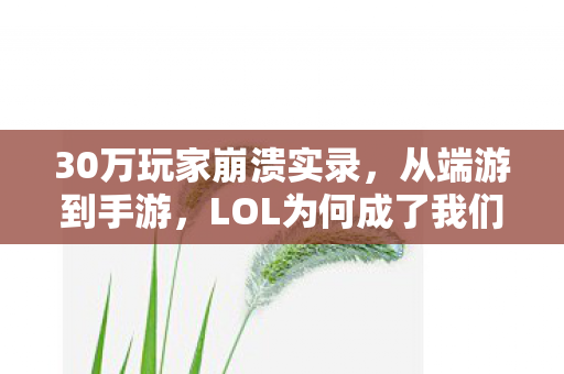 30万玩家崩溃实录,从端游到手游,LOL为何成了我们的电子失恋? 30万玩家崩溃实录,从端游到手游,LOL为何成了我们的电子失恋?