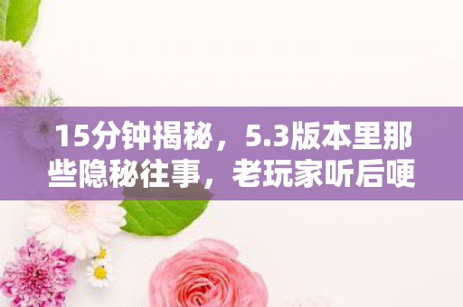 15分钟揭秘,5.3版本里那些隐秘往事,老玩家听后哽咽了 15分钟揭秘,5.3版本里那些隐秘往事,老玩家听后哽咽了