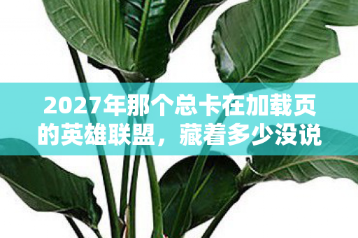 2027年那个总卡在加载页的英雄联盟,藏着多少没说出口的鼻子一酸 2027年那个总卡在加载页的英雄联盟,藏着多少没说出口的鼻子一酸