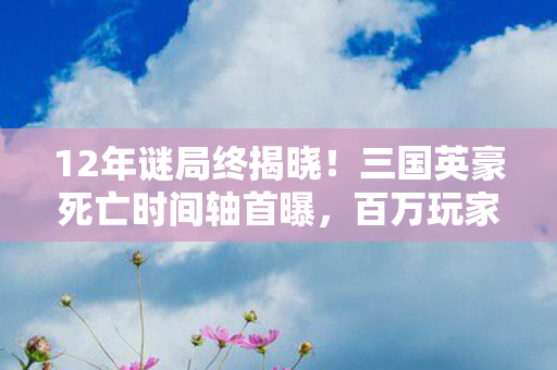 12年谜局终揭晓!三国英豪死亡时间轴首曝,百万玩家泪目,原来我们才是NPC 12年谜局终揭晓!三国英豪死亡时间轴首曝,百万玩家泪目,原来我们才是NPC