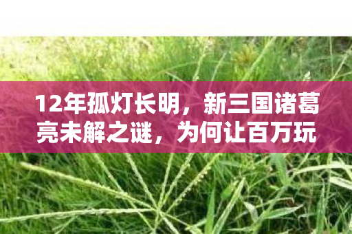12年孤灯长明,新三国诸葛亮未解之谜,为何让百万玩家泪目? 12年孤灯长明,新三国诸葛亮未解之谜,为何让百万玩家泪目?