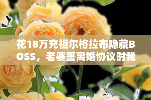 花18万充祖尔格拉布隐藏BOSS，老婆签离婚协议时我才吓一跳