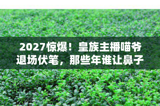 2027惊爆!皇族主播喵爷退场伏笔,那些年谁让鼻子一酸说别走 2027惊爆!皇族主播喵爷退场伏笔,那些年谁让鼻子一酸说别走