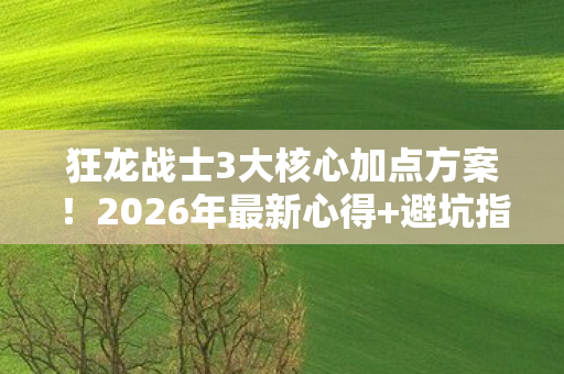狂龙战士3大核心加点方案!2026年最新心得+避坑指南全解析 狂龙战士3大核心加点方案!2026年最新心得+避坑指南全解析