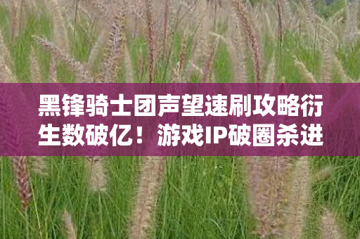 黑锋骑士团声望速刷攻略衍生数破亿！游戏IP破圈杀进音乐综艺与时尚圈