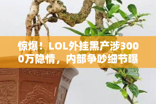 惊爆!LOL外挂黑产涉3000万隐情,内部争吵细节曝光,吓一跳! 惊爆!LOL外挂黑产涉3000万隐情,内部争吵细节曝光,吓一跳!