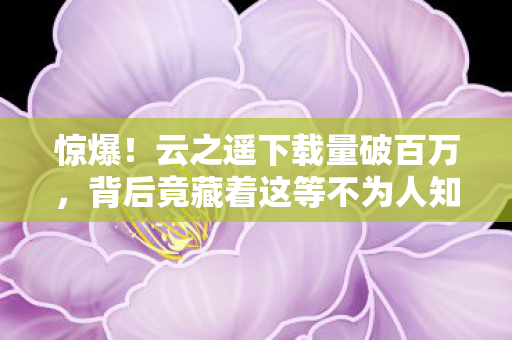 惊爆!云之遥下载量破百万,背后竟藏着这等不为人知的秘密? 惊爆!云之遥下载量破百万,背后竟藏着这等不为人知的秘密?