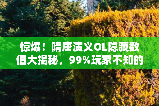 惊爆!隋唐演义OL隐藏数值大揭秘,99%玩家不知的3大概率暗改! 惊爆!隋唐演义OL隐藏数值大揭秘,99%玩家不知的3大概率暗改!
