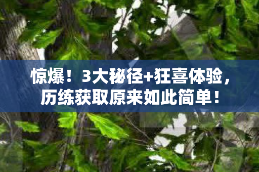 惊爆!3大秘径+狂喜体验,历练获取原来如此简单! 惊爆!3大秘径+狂喜体验,历练获取原来如此简单!