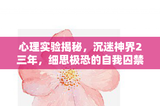 心理实验揭秘,沉迷神界2三年,细思极恐的自我囚禁 心理实验揭秘,沉迷神界2三年,细思极恐的自我囚禁