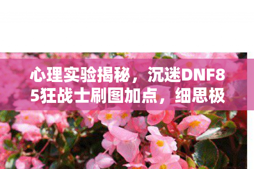 心理实验揭秘,沉迷DNF85狂战士刷图加点,细思极恐的多巴胺陷阱 心理实验揭秘,沉迷DNF85狂战士刷图加点,细思极恐的多巴胺陷阱