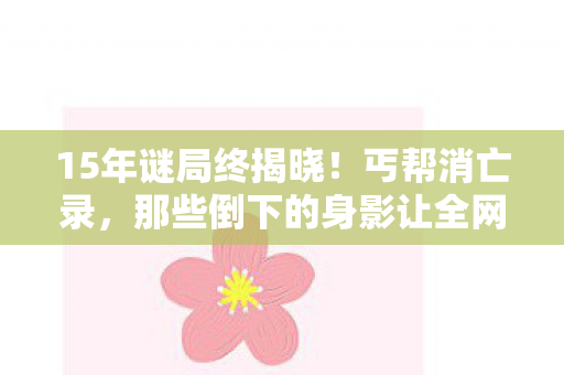15年谜局终揭晓!丐帮消亡录,那些倒下的身影让全网泪目 15年谜局终揭晓!丐帮消亡录,那些倒下的身影让全网泪目