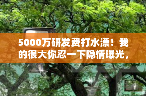 5000万研发费打水漂！我的很大你忍一下隐情曝光，真相让人吓一跳