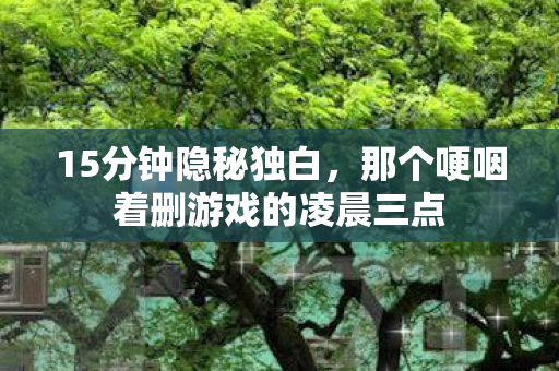 15分钟隐秘独白,那个哽咽着删游戏的凌晨三点 15分钟隐秘独白,那个哽咽着删游戏的凌晨三点