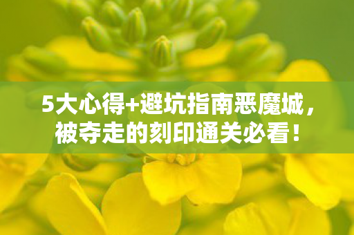 5大心得+避坑指南恶魔城,被夺走的刻印通关必看! 5大心得+避坑指南恶魔城,被夺走的刻印通关必看!