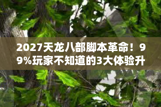 2027天龙八部脚本革命！99%玩家不知道的3大体验升级心得