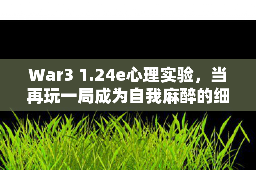 War3 1.24e心理实验，当再玩一局成为自我麻醉的细思极恐沉迷剂
