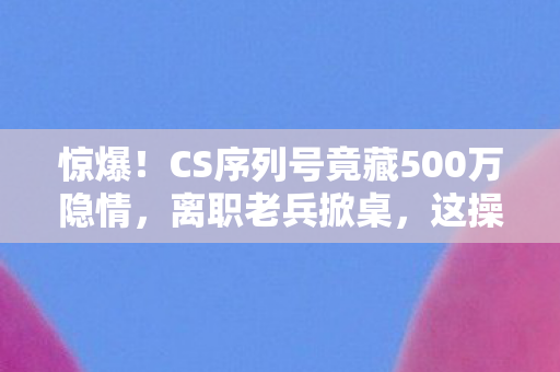 惊爆！CS序列号竟藏500万隐情，离职老兵掀桌，这操作真让人吓一跳！