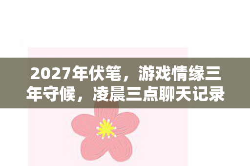 2027年伏笔，游戏情缘三年守候，凌晨三点聊天记录让我鼻子一酸