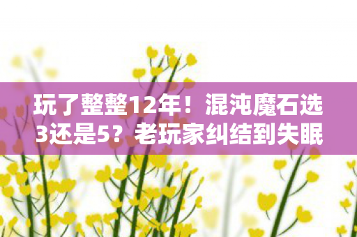 玩了整整12年!混沌魔石选3还是5?老玩家纠结到失眠的真相! 玩了整整12年!混沌魔石选3还是5?老玩家纠结到失眠的真相!