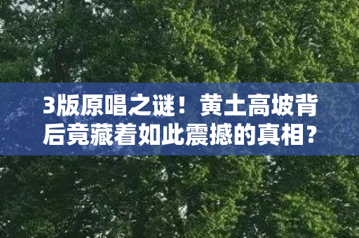 3版原唱之谜！黄土高坡背后竟藏着如此震撼的真相？