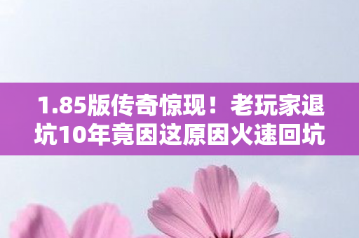 1.85版传奇惊现！老玩家退坑10年竟因这原因火速回坑？