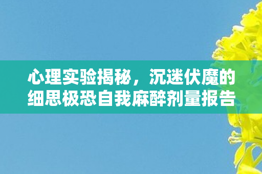 沉迷伏魔的细思极恐自我麻醉剂量报告图片