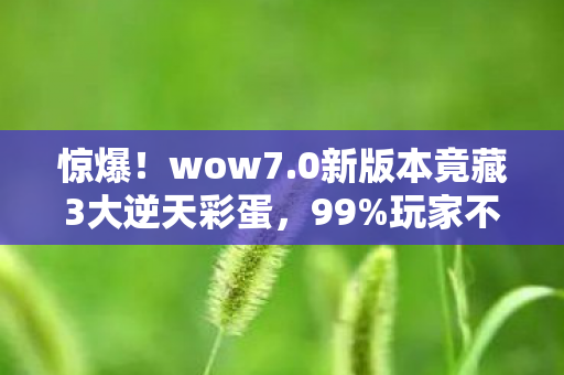 惊爆!wow7.0新版本竟藏3大逆天彩蛋,99%玩家不知! 惊爆!wow7.0新版本竟藏3大逆天彩蛋,99%玩家不知!