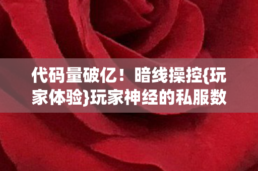代码量破亿！暗线操控{玩家体验}玩家神经的私服数字暴动