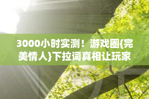 3000小时实测!游戏圈{完美情人}下拉词真相让玩家破防? 3000小时实测!游戏圈{完美情人}下拉词真相让玩家破防?